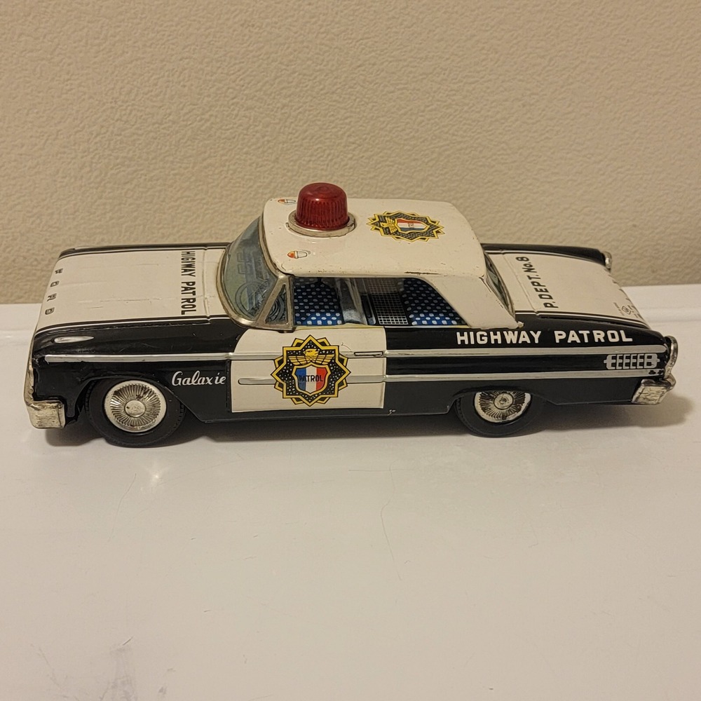 Vintage ASC Ford Galaxie Tin Highway Patrol‎ Car Japan NO Remote Control READ